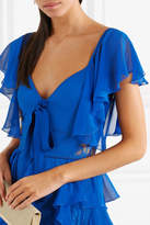 Thumbnail for your product : Elie Saab Ruffled Georgette And Lace Gown - Blue