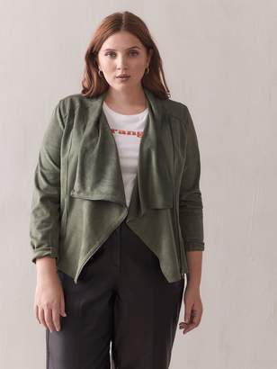 Blank NYC Faux-Suede Drape-Front Jacket