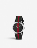 Thumbnail for your product : Gucci YA1264079 G-Timeless leather and stainless steel watch