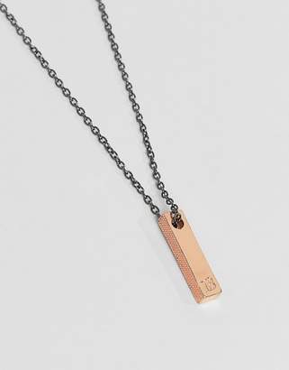 ICON BRAND bar pendant necklace in rose gold & gunmetal