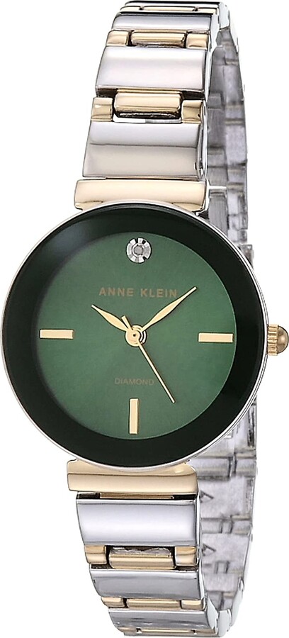 Vintage Anne Klein Gold Tone Braided Peek A Boo Mirror Diamond Watch
