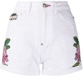Thumbnail for your product : Philipp Plein Embroidered Denim Shorts