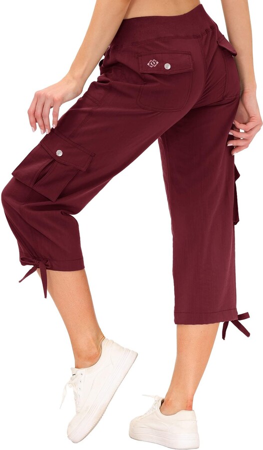 MoFiz Ladies Capri Pants Casual Loose Cropped Trousers Women Summer 3/4 Length Shorts with Cargo