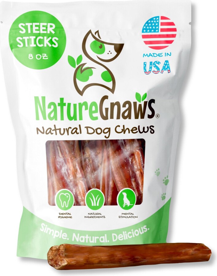 Nature Gnaws 5 to 7-in USA Steer Sticks Natural Dog Chew Treats, 8-oz bag