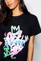 Thumbnail for your product : boohoo Tall Graffiti Slogan T-shirt