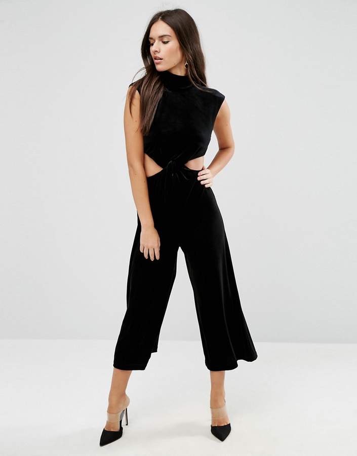 ASOS Jumpsuit with Cut Out Detail in Velvet ShopStyle Pants