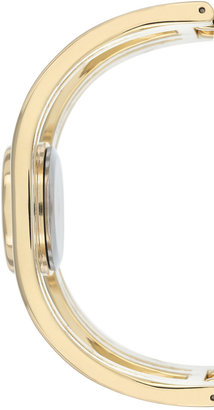 Nine West Women's Gold-Tone Open Bangle Bracelet Watch 22mm NW-1974CHGB