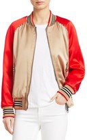 Thumbnail for your product : Burberry Harlington Logo Patch Satin Bomber Jacket