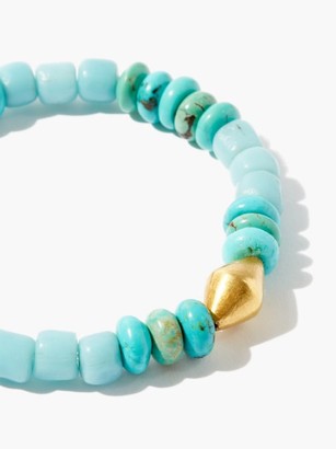 MUSA BY BOBBIE Turquoise, Sapphire & 18kt Gold-bead Bracelet - Blue