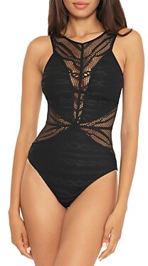 Becca by Rebecca Virtue Color Play Savannah Crochet One Piece Swimsuit