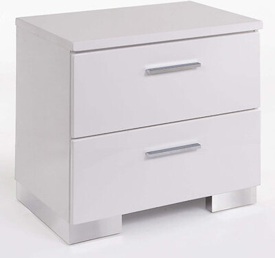 Brayden Studio White and Chrome 2-Drawer Nightstand