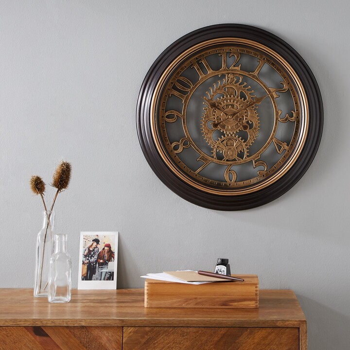 Dunelm Mechanism 50cm Wall Clock Brass Brown ShopStyle