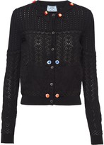 Thumbnail for your product : Prada Floral Applique Knitted Cardigan