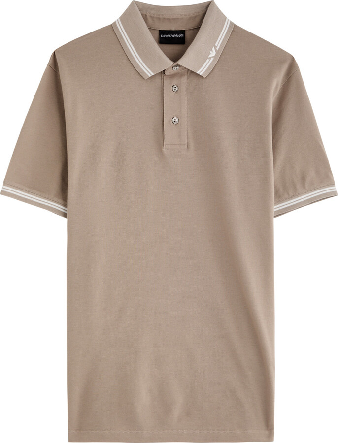 Emporio Armani Stripe-trimmed Cotton Polo Shirt
