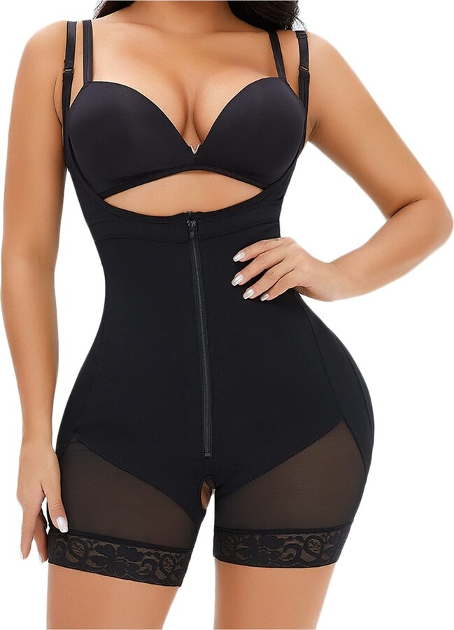 Crotchless Shapewear for Women Tummy Control Butt Lifting Bodysuit Seamless  Body Shaper Round Neck Jumpsuits
