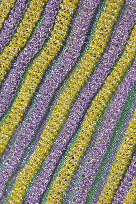 Missoni Cropped Wrap-effect Metallic Striped Crochet-knit Top