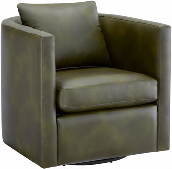 Latitude Run Swivel Function Barrel Accent Chair - Faux Leather Upholstered