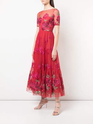 Marchesa Notte embroidered A-line dress