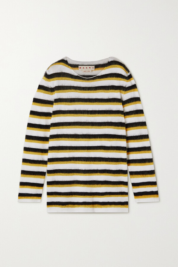 Yellow White Striped Sweater | ShopStyle