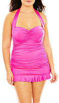 Thumbnail for your product : JCPenney a.n.a Shirred Halter 1-Piece Swimdress - Plus