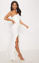 Thumbnail for your product : PrettyLittleThing White One Shoulder Ruffle Hem Maxi Dress