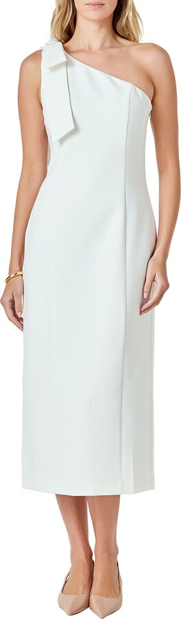 Endless Rose Bow Accent One-Shoulder Midi Dress