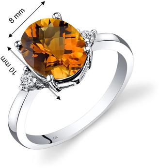 Ice 2 1/3 CT TW Genuine Citrine 14K White Gold 3-Stone Ring with Diamond Accents