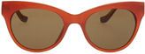Thumbnail for your product : The Row Row 36 Acetate Cat-Eye Leather-Arm Sunglasses, Rust
