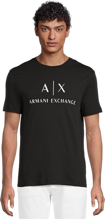 Armani Exchange Logo Printed T-Shirts Men's Clothing Black : LG, Cotton