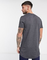 Thumbnail for your product : ASOS DESIGN longline t-shirt with crew neck and side splits in charcoal marl