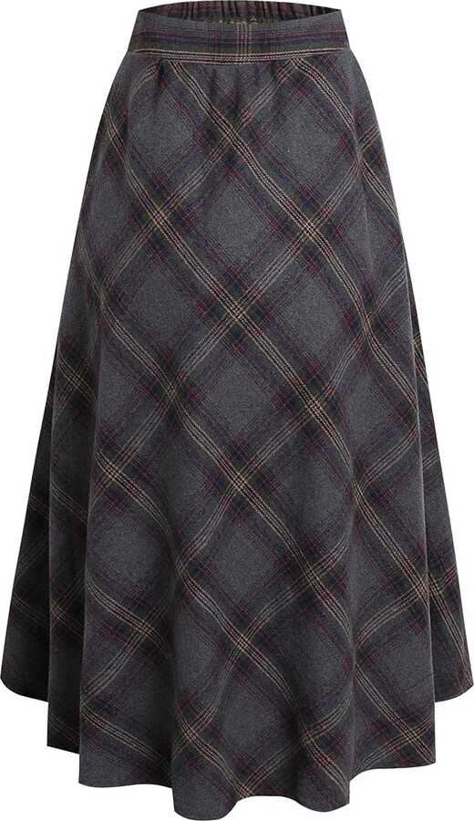 Amazon Women's Midi Skirts Gray Grey Wool Pleated Skirt
