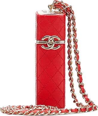 Chanel Pre Owned CC diamond-quilted strap lipstick case