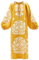Thumbnail for your product : Vita Kin Shalimar Floral-appliqué Linen Midi Dress - Yellow Multi