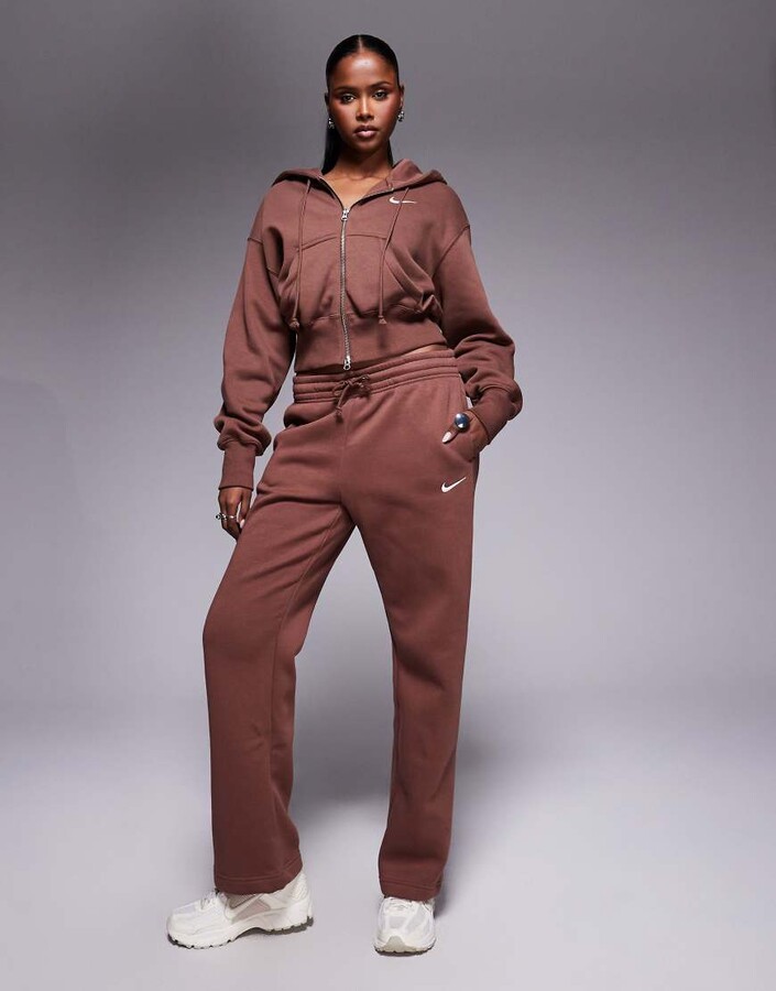 Nike Phoenix Fleece open hem sweatpants in brown