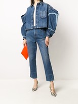 Thumbnail for your product : Valentino Cropped Faded Straight-Leg Jeans