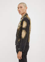 Thumbnail for your product : Off-White Off White Distressed Bleached Clover Embroidered Denim Jacket in Black
