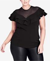 Thumbnail for your product : City Chic Trendy Plus Size Ruffled Illusion Top