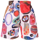 Thumbnail for your product : Kids of broken future Fossil-Print Swim Shorts