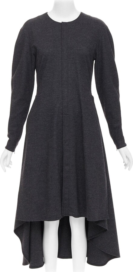 Celine Old 2017 Phoebe Philo Dark Grey Wool Blend Hi Low Hem Dress Fr36 S