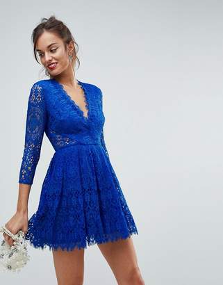 ASOS DESIGN Long Sleeve Lace Mini Prom Dress