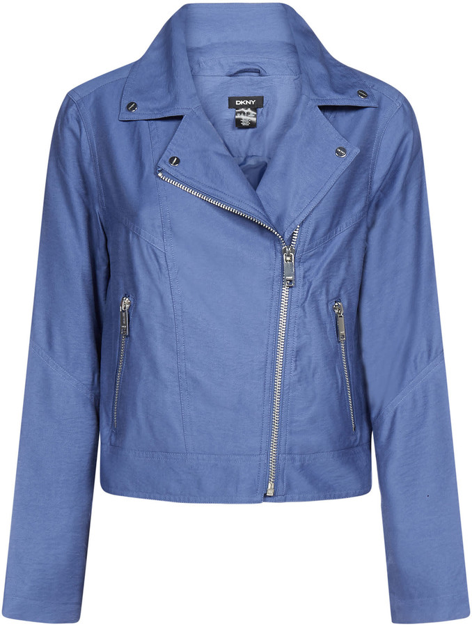 dkny blue leather jacket