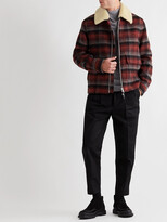 Thumbnail for your product : Mr P. Shearling-Trimmed Checked Wool Jacket - Men - Red