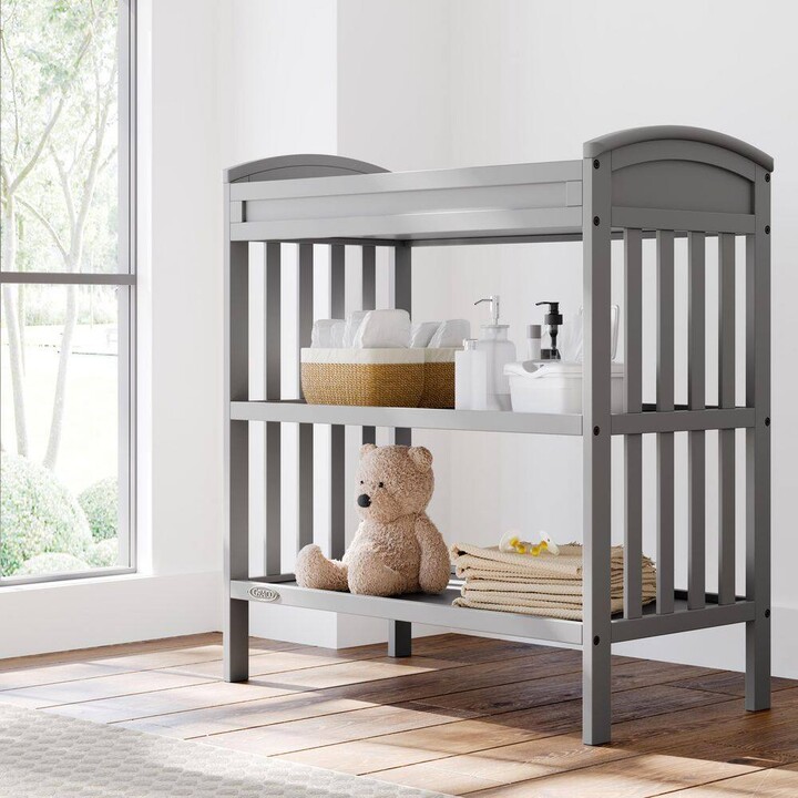 Graco Benton Pebble Gray Changing Table with Water-Resistant Changing Pad