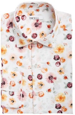 Bar III Men's Organic Cotton Watercolor Floral-Print Slim Fit Dress Shirt, Created for Macy's