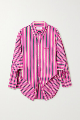 Balenciaga Swing Striped Cotton-poplin Shirt - Pink - ShopStyle Tops