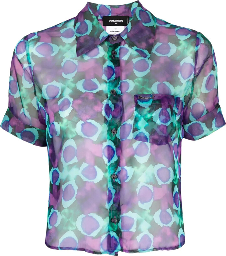 DSQUARED2 Abstract Flower-Print Short-Sleeve Shirt