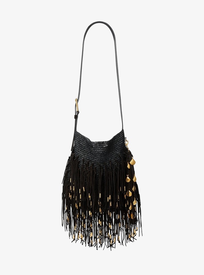 Michael Kors Collection Antibes Fringed Raffia and Suede Messenger Bag ShopStyle