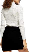 Thumbnail for your product : Topshop PETITE Ribbed Marled-Knit Funnel Neck Top