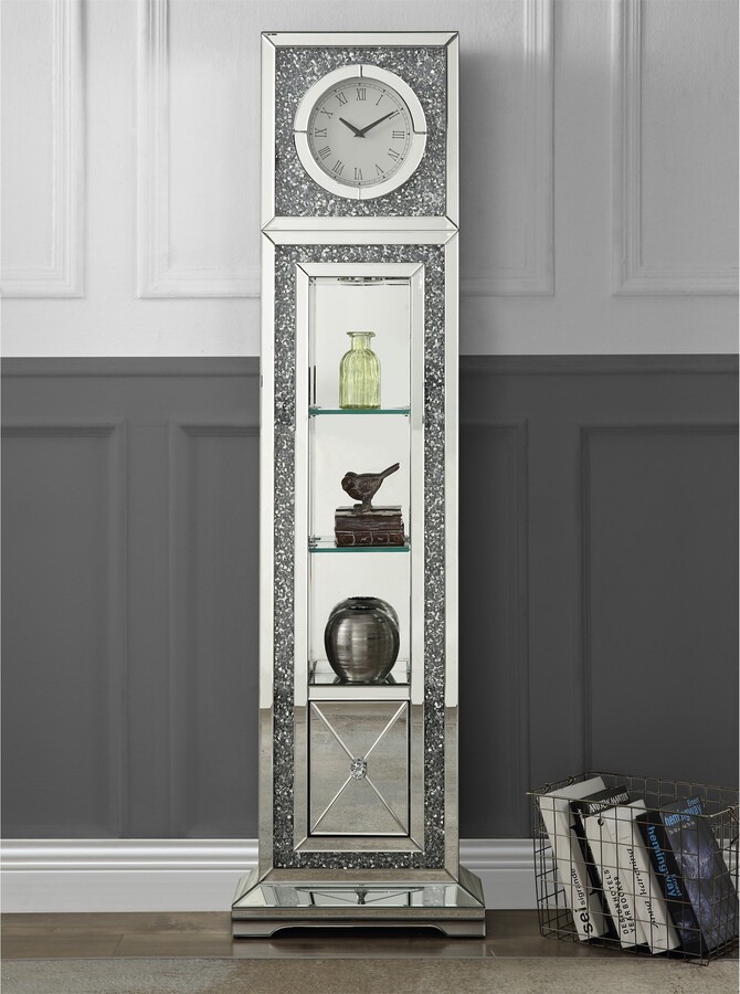 BESTCOSTY Grandfather Clock with LED Mirrored and Faux Diamonds