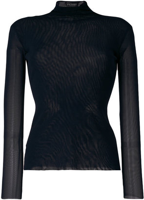 Twin-Set sheer fitted turtleneck sweater